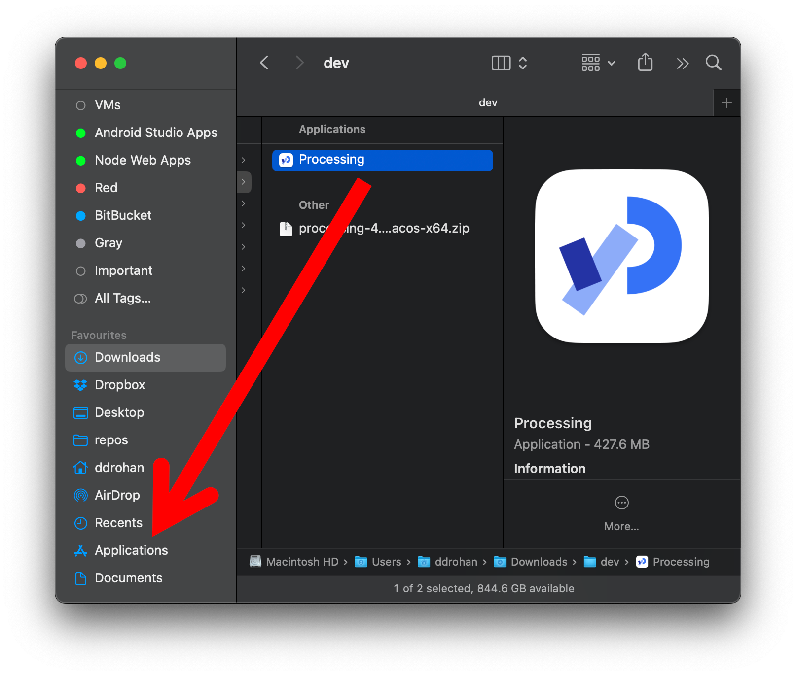 The Processing application (Mac)