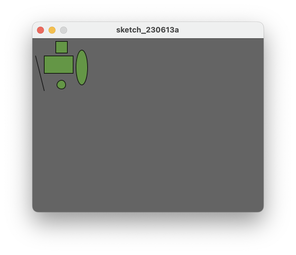 Shapes filled with dark green colours