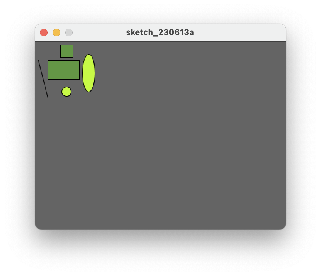 Shapes filled with light and dark green colours