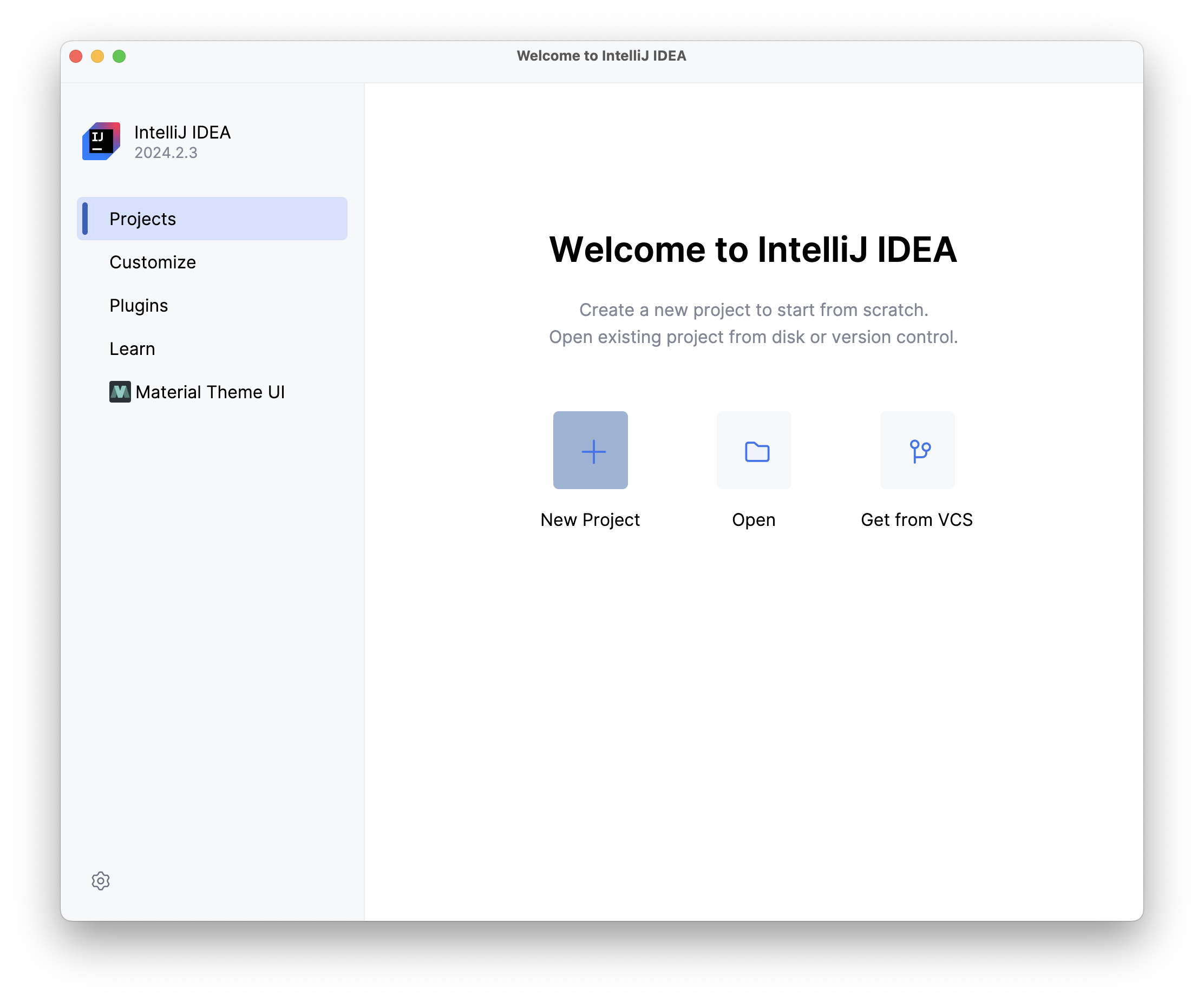 IntelliJ Welcome Screen