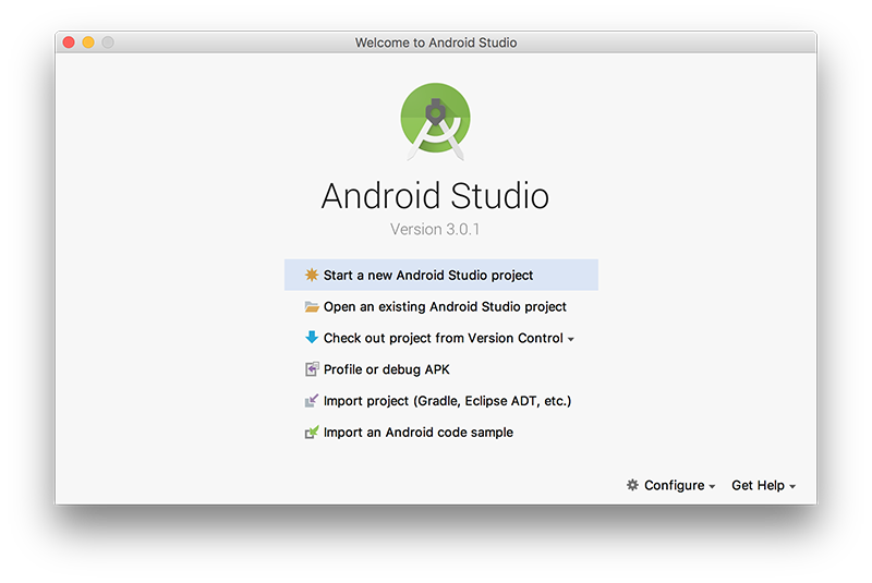 Figure 1: Start a new Android Studio project